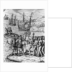 Eighteenth Century Etching of Christopher Columbus on Hispanola by Anonymous
