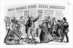 Nineteenth Century Lithograph of "Cheap Groceries" by Anonymous