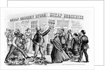 Nineteenth Century Lithograph of "Cheap Groceries" by Anonymous