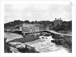 Coastal Buildings and Waterfall by Anonymous