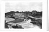 Coastal Buildings and Waterfall by Anonymous
