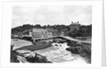 Coastal Buildings and Waterfall by Anonymous