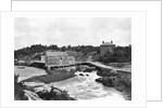 Coastal Buildings and Waterfall by Anonymous