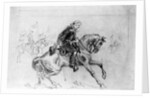 Drawing of General Custer on His Horse by Anonymous