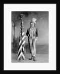 Wooden Uncle Sam and the American Flag by Anonymous