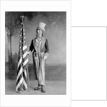 Wooden Uncle Sam and the American Flag by Anonymous