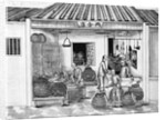 Eighteenth Century Chinese Drawing of a Butcher Shop by Anonymous