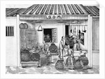 Eighteenth Century Chinese Drawing of a Butcher Shop by Anonymous
