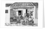 Eighteenth Century Chinese Drawing of a Butcher Shop by Anonymous