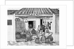 Eighteenth Century Chinese Drawing of a Butcher Shop by Anonymous