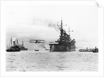 Biplane Flying from Armored Cruiser by Anonymous