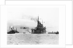 Biplane Flying from Armored Cruiser by Anonymous
