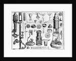 Eighteenth Century English Engraving Assorted Microscopes and Apparatus by Anonymous