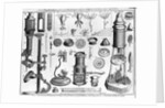 Eighteenth Century English Engraving Assorted Microscopes and Apparatus by Anonymous