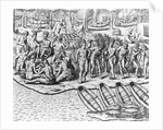 Indians Cooking, Eating, and Relaxing by Theodor de Bry From America by Anonymous