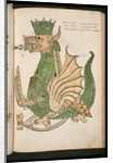 15th-Century Illustration of a Siege Machine in the Shape of a Dragon by Anonymous