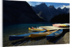 Canoes at Moraine Lake in Banff by Anonymous