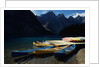 Canoes at Moraine Lake in Banff by Anonymous