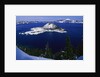 Snow Covered Wizard Island on Crater Lake by Anonymous