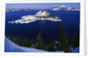 Snow Covered Wizard Island on Crater Lake by Anonymous