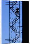Steelworker Assembling Scaffolding by Anonymous