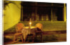 Empty Restaurant Table and Chairs on Street by Anonymous