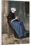 Young Scheveningen Woman, Knitting: Facing Right by Vincent Van Gogh