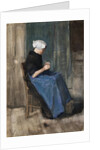 Young Scheveningen Woman, Knitting: Facing Right by Vincent Van Gogh
