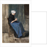 Young Scheveningen Woman, Knitting: Facing Right by Vincent Van Gogh