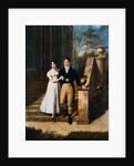 Portrait of a Lady and a Gentleman on the Steps of a Chateau by Anthelme Francoise Lagrenee