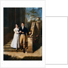 Portrait of a Lady and a Gentleman on the Steps of a Chateau by Anthelme Francoise Lagrenee