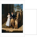 Portrait of a Lady and a Gentleman on the Steps of a Chateau by Anthelme Francoise Lagrenee