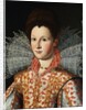 Portrait of a Lady, Bust Length, Wearing an Embroidered Dress with Lace Ruff Collar by Studio of Santi di Tito