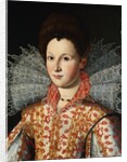 Portrait of a Lady, Bust Length, Wearing an Embroidered Dress with Lace Ruff Collar by Studio of Santi di Tito