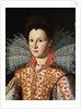 Portrait of a Lady, Bust Length, Wearing an Embroidered Dress with Lace Ruff Collar by Studio of Santi di Tito
