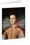 Portrait of a Lady, Bust Length, Wearing an Embroidered Dress with Lace Ruff Collar by Studio of Santi di Tito
