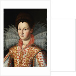 Portrait of a Lady, Bust Length, Wearing an Embroidered Dress with Lace Ruff Collar by Studio of Santi di Tito