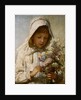 The Month of September: A Young Girl in White Holding a Bunch of Flowers by Carl Wilhelm Friedrich Baurerle