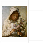 The Month of September: A Young Girl in White Holding a Bunch of Flowers by Carl Wilhelm Friedrich Baurerle