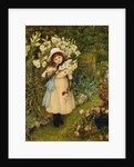 Portrait of Effie Holding a Lily and a Posy of Roses in a Garden by Marie Spartali Stillman