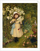 Portrait of Effie Holding a Lily and a Posy of Roses in a Garden by Marie Spartali Stillman