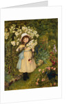 Portrait of Effie Holding a Lily and a Posy of Roses in a Garden by Marie Spartali Stillman