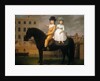 Two Children Seated on a Black Pony by Nathan Theodore Fielding