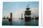 Ships at Harbor attributed to William Bradford by Anonymous