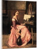 L'Atelier de Corot (Jeune Femme en Robe Rose, Assise Devant un Chevalet et Tenait Une Mandoline) by Jean-Baptiste Camille Corot