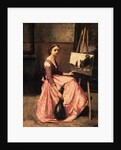 L'Atelier de Corot (Jeune Femme en Robe Rose, Assise Devant un Chevalet et Tenait Une Mandoline) by Jean-Baptiste Camille Corot