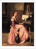 L'Atelier de Corot (Jeune Femme en Robe Rose, Assise Devant un Chevalet et Tenait Une Mandoline) by Jean-Baptiste Camille Corot