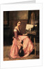 L'Atelier de Corot (Jeune Femme en Robe Rose, Assise Devant un Chevalet et Tenait Une Mandoline) by Jean-Baptiste Camille Corot