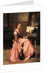 L'Atelier de Corot (Jeune Femme en Robe Rose, Assise Devant un Chevalet et Tenait Une Mandoline) by Jean-Baptiste Camille Corot