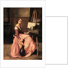 L'Atelier de Corot (Jeune Femme en Robe Rose, Assise Devant un Chevalet et Tenait Une Mandoline) by Jean-Baptiste Camille Corot